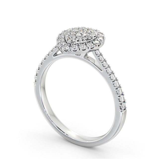 Cluster Style Round Diamond Ring 18K White Gold - Miya CL60_WG_SIDE