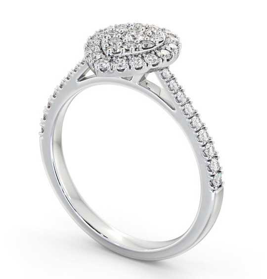 Cluster Style Round Diamond Pear Design Ring 18K White Gold CL60_WG_THUMB1 
