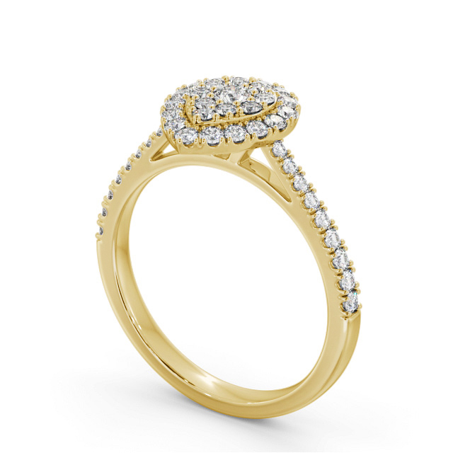 Cluster Style Round Diamond Ring 18K Yellow Gold - Miya CL60_YG_SIDE