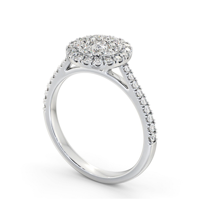 Cluster Style Round Diamond Ring 18K White Gold - Heathel CL61_WG_SIDE