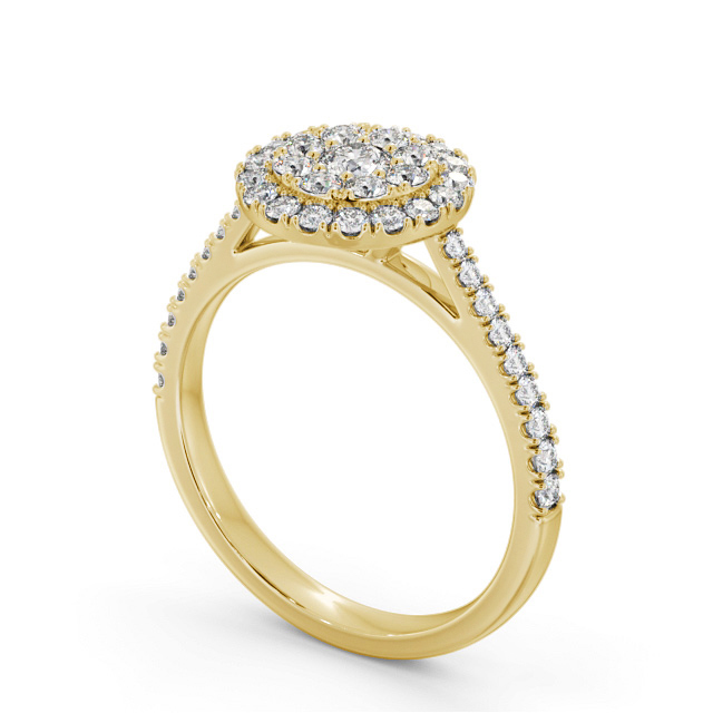 Cluster Style Round Diamond Ring 18K Yellow Gold - Heathel CL61_YG_SIDE