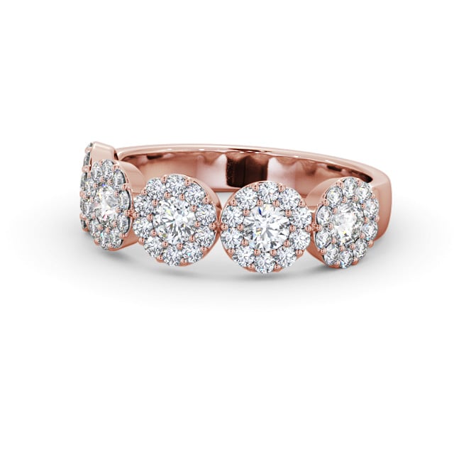 Cluster Style 0.90ct Round Diamond Ring 9K Rose Gold - Guanel CL62_RG_FLAT