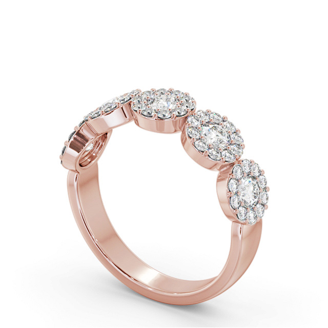 Cluster Style 0.90ct Round Diamond Ring 9K Rose Gold - Guanel CL62_RG_SIDE