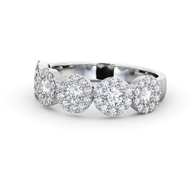 Cluster Style 0.90ct Round Diamond Ring Platinum - Guanel CL62_WG_FLAT