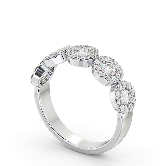 Cluster Style 0.90ct Round Diamond Ring Platinum - Guanel CL62_WG_SIDE