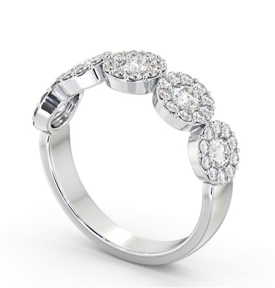 Cluster Style 0.90ct Round Diamond Ring 18K White Gold CL62_WG_THUMB1