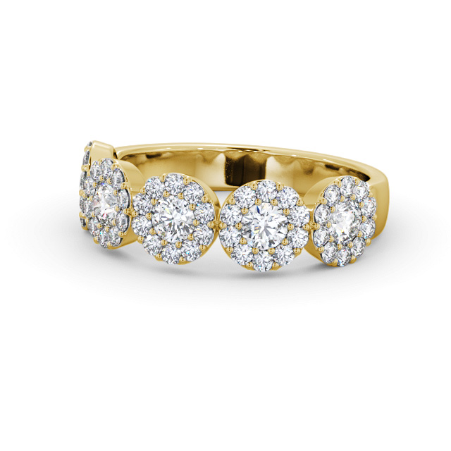 Cluster Style 0.90ct Round Diamond Ring 9K Yellow Gold - Guanel CL62_YG_FLAT