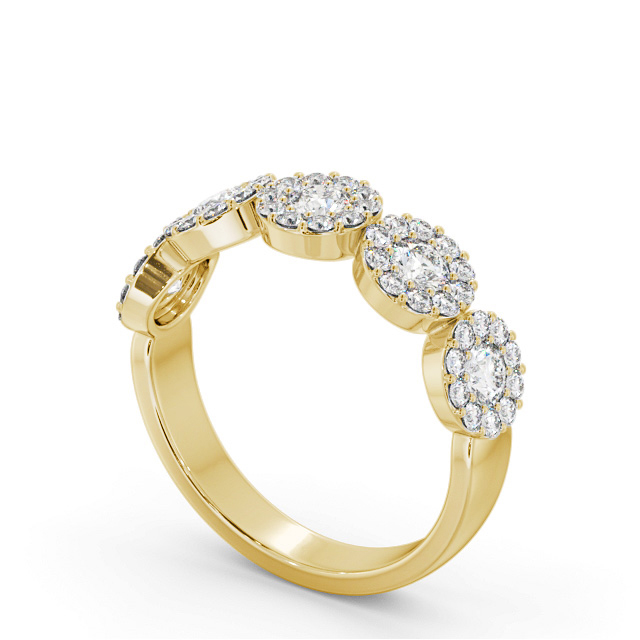 Cluster Style 0.90ct Round Diamond Ring 18K Yellow Gold - Guanel CL62_YG_SIDE