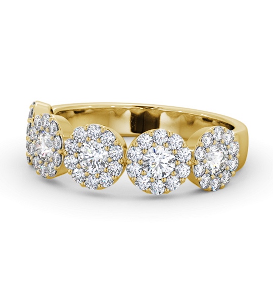  Cluster Style 0.90ct Round Diamond Ring 18K Yellow Gold - Guanel CL62_YG_THUMB2 
