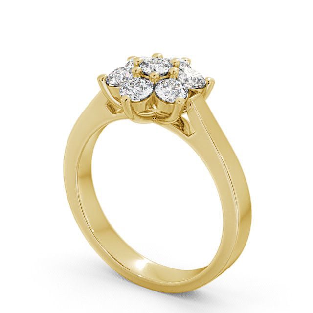 Cluster Diamond Ring 9K Yellow Gold - Marian CL6_YG_SIDE