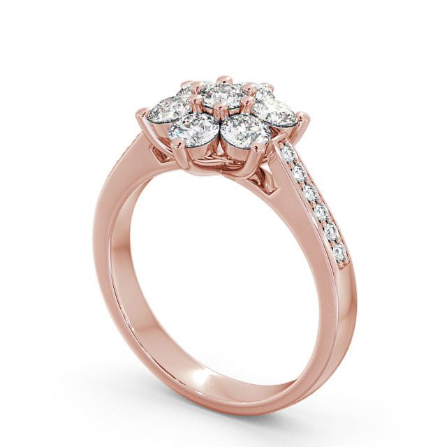 Cluster Diamond Ring 18K Rose Gold With Side Stones - Achray CL6S_RG_SIDE
