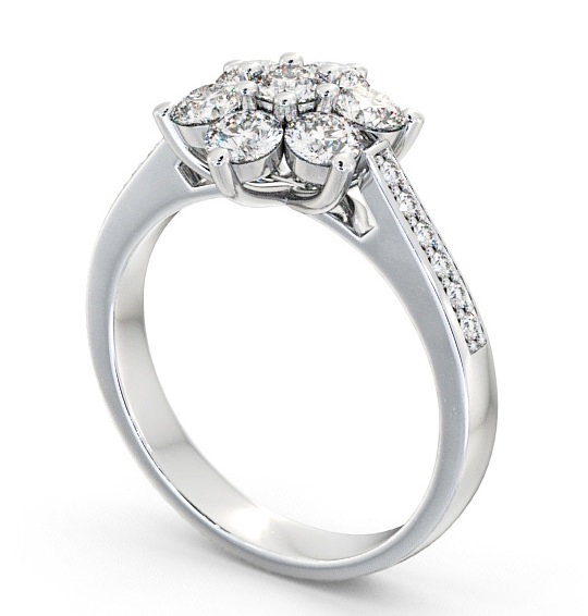  Cluster Diamond Ring 18K White Gold With Side Stones - Achray CL6S_WG_THUMB1 