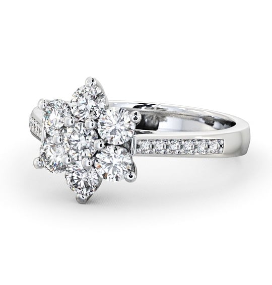  Cluster Diamond Ring Platinum With Side Stones - Achray CL6S_WG_THUMB2 