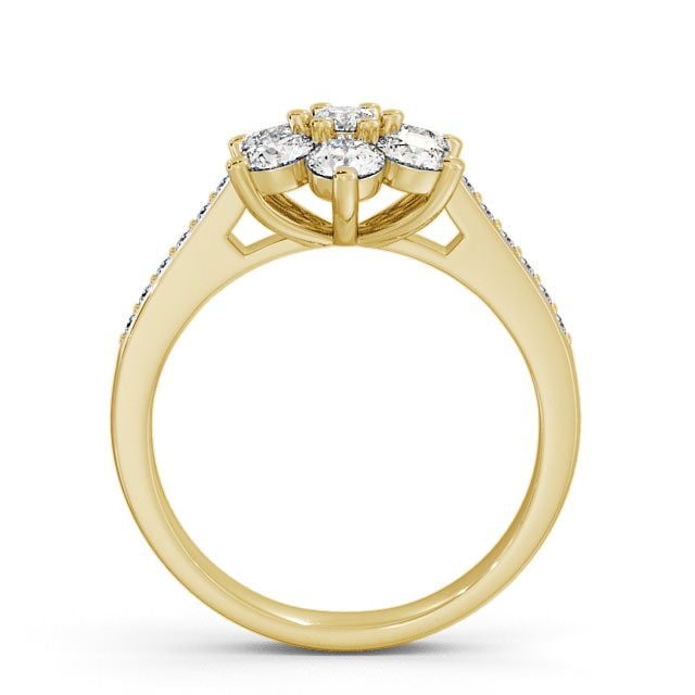 Cluster Diamond Ring 18K Yellow Gold With Side Stones - Achray CL6S_YG_UP