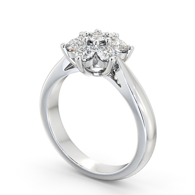 Cluster Diamond Ring 18K White Gold - Thirlby CL7_WG_SIDE