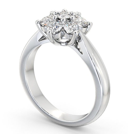 Cluster Diamond Floral Design Ring 18K White Gold CL7_WG_THUMB1