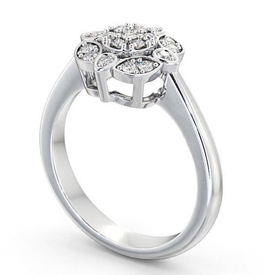 Cluster Round Diamond 0.20ct Vintage Style Ring Palladium CL9_WG_THUMB1