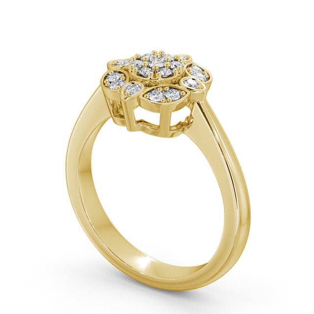 Cluster Round Diamond 0.20ct Ring 18K Yellow Gold - Burleigh CL9_YG_SIDE