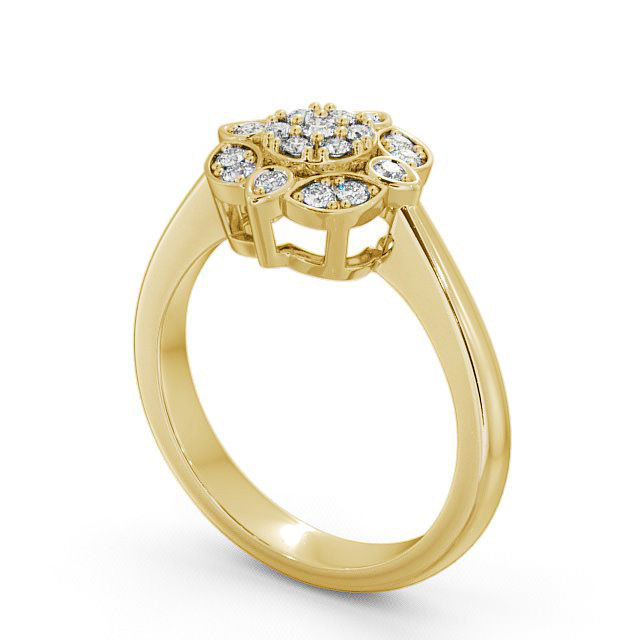 Cluster Round Diamond 0.20ct Ring 9K Yellow Gold - Burleigh CL9_YG_SIDE