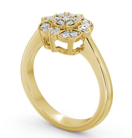 Cluster Round Diamond 0.20ct Vintage Style Ring 9K Yellow Gold CL9_YG_THUMB1