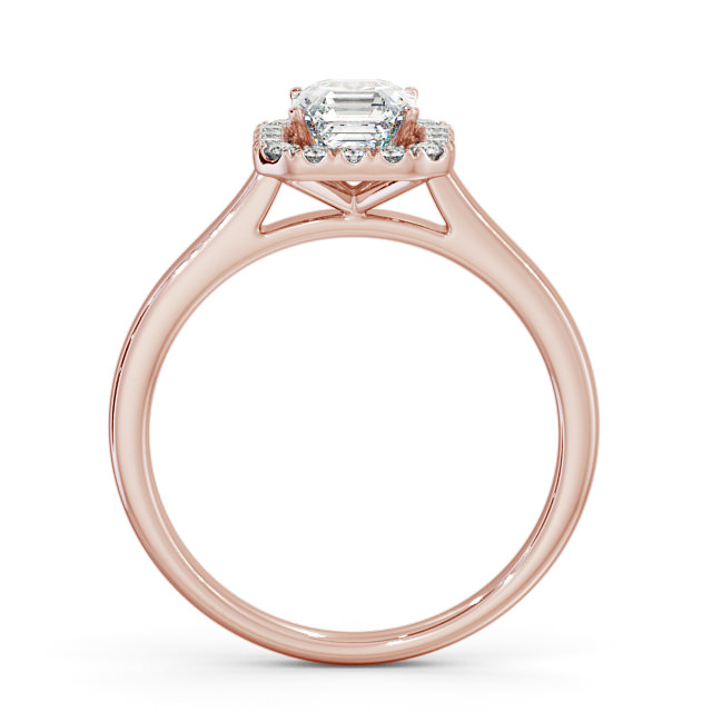 Halo Asscher Diamond Engagement Ring 9K Rose Gold - Glesine ENAS10_RG_UP