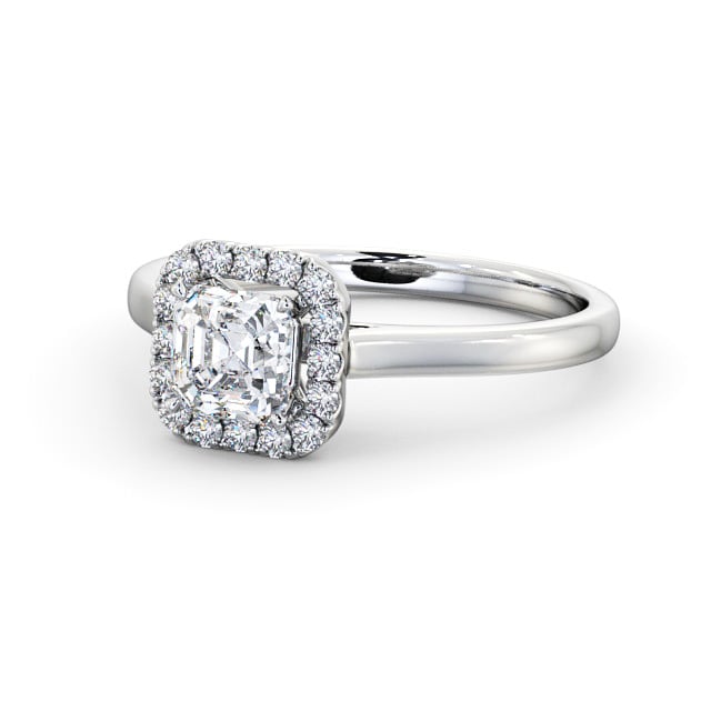 Halo Asscher Diamond Engagement Ring 9K White Gold - Glesine ENAS10_WG_FLAT
