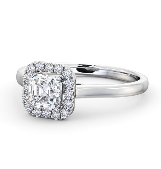  Halo Asscher Diamond Engagement Ring 18K White Gold - Glesine ENAS10_WG_THUMB2 