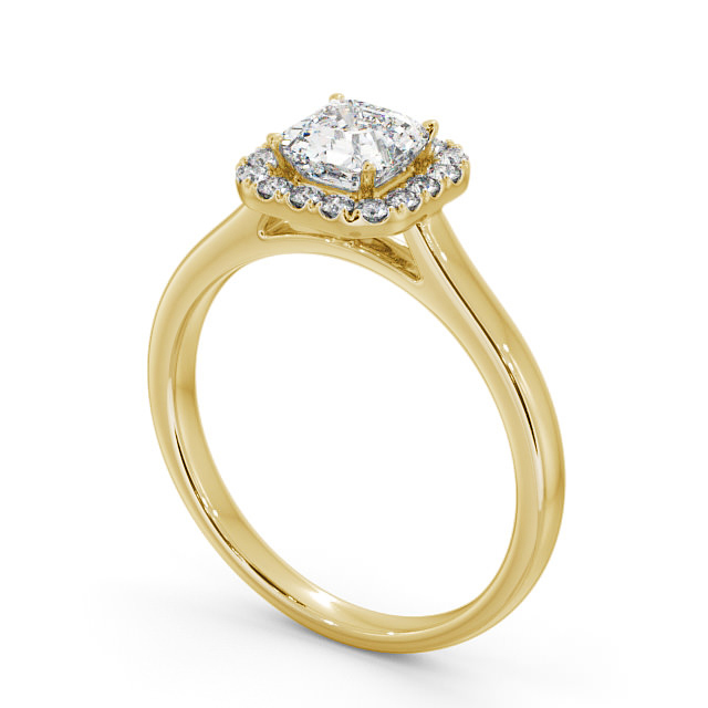 Halo Asscher Diamond Engagement Ring 9K Yellow Gold - Glesine ENAS10_YG_SIDE