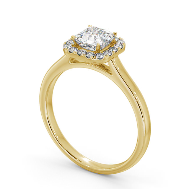 Halo Asscher Diamond Engagement Ring 18K Yellow Gold - Glesine ENAS10_YG_SIDE