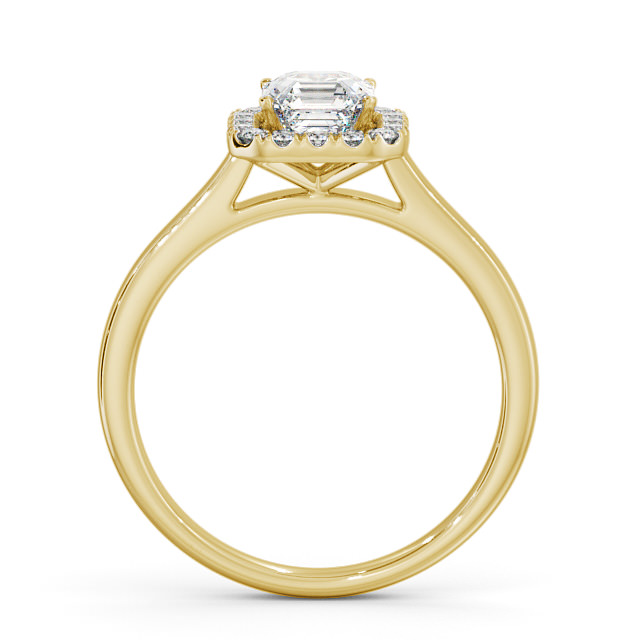 Halo Asscher Diamond Engagement Ring 9K Yellow Gold - Glesine ENAS10_YG_UP