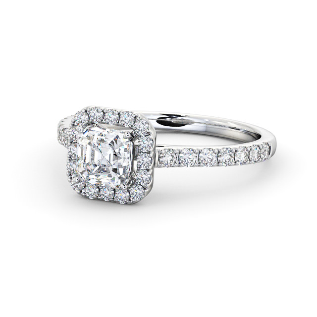 Halo Asscher Diamond Engagement Ring 18K White Gold - Azura ENAS11_WG_FLAT