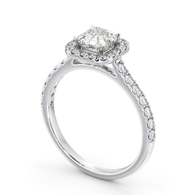 Halo Asscher Diamond Engagement Ring 9K White Gold - Azura ENAS11_WG_SIDE