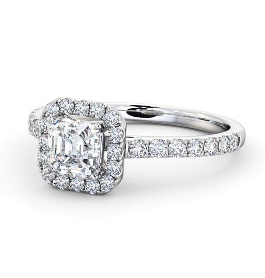  Halo Asscher Diamond Engagement Ring 18K White Gold - Azura ENAS11_WG_THUMB2 