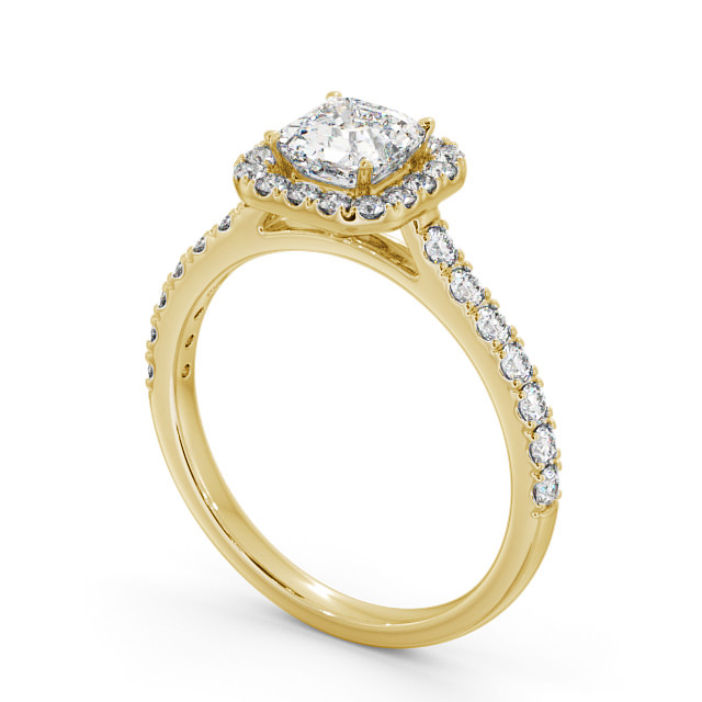 Halo Asscher Diamond Engagement Ring 9K Yellow Gold - Azura ENAS11_YG_SIDE