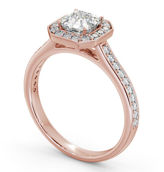 Halo Asscher Diamond Traditional Engagement Ring 9K Rose Gold ENAS12_RG_THUMB1