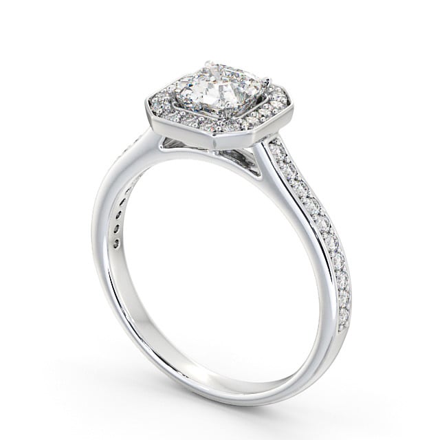 Halo Asscher Diamond Engagement Ring 18K White Gold - Cristiana ENAS12_WG_SIDE
