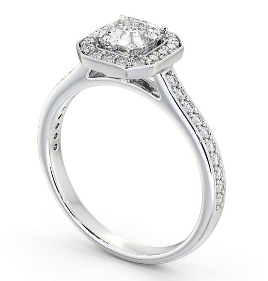  Halo Asscher Diamond Engagement Ring 18K White Gold - Cristiana ENAS12_WG_THUMB1 