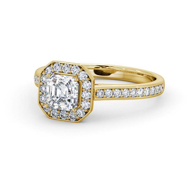 Halo Asscher Diamond Engagement Ring 9K Yellow Gold - Cristiana ENAS12_YG_FLAT