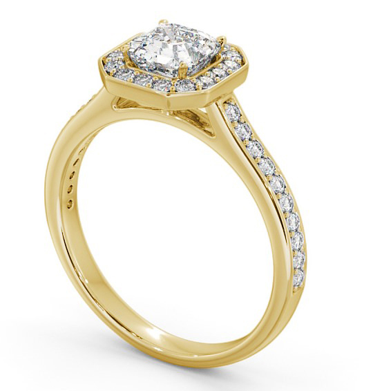 Halo Asscher Diamond Traditional Engagement Ring 9K Yellow Gold ENAS12_YG_THUMB1