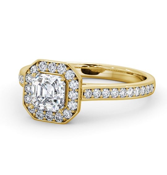  Halo Asscher Diamond Engagement Ring 9K Yellow Gold - Cristiana ENAS12_YG_THUMB2 