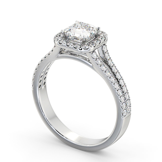 Halo Asscher Diamond Engagement Ring 18K White Gold - Moriah ENAS13_WG_SIDE