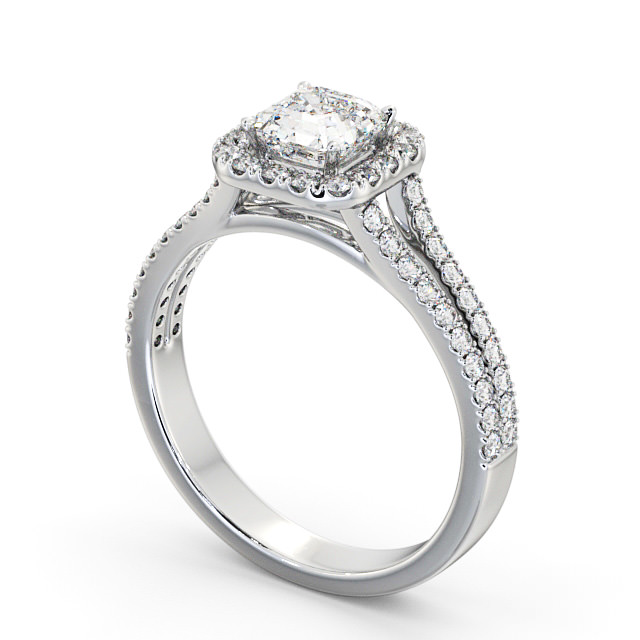 Halo Asscher Diamond Engagement Ring 9K White Gold - Moriah ENAS13_WG_SIDE