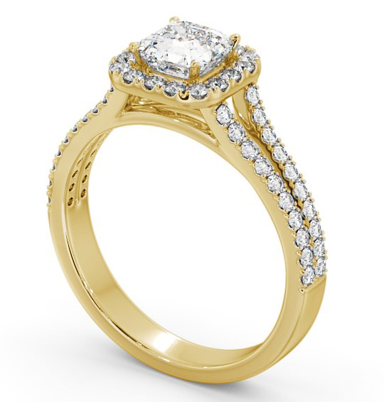 Halo Asscher Diamond Split Band Engagement Ring 9K Yellow Gold ENAS13_YG_THUMB1