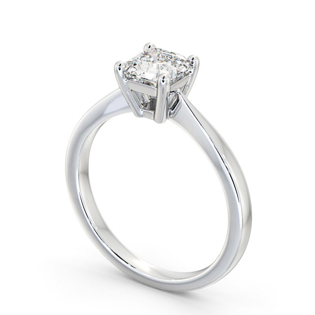 Asscher Diamond Engagement Ring 18K White Gold Solitaire - Aydon ENAS14_WG_SIDE