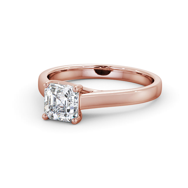 Asscher Diamond Engagement Ring 18K Rose Gold Solitaire - Whittle ENAS15_RG_FLAT