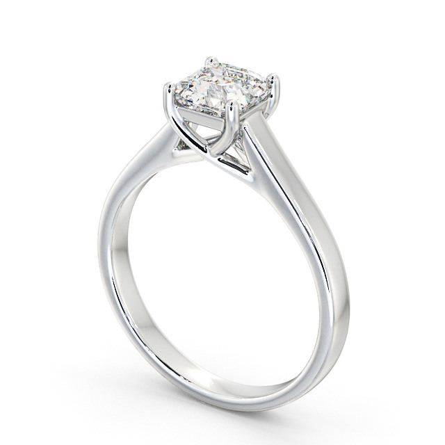 Asscher Diamond Engagement Ring 18K White Gold Solitaire - Whittle ENAS15_WG_SIDE