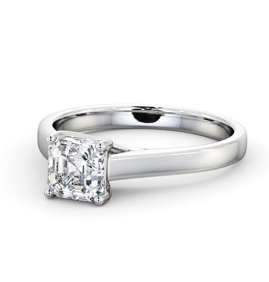 Asscher Diamond Trellis Design Engagement Ring 18K White Gold Solitaire ENAS15_WG_THUMB2 