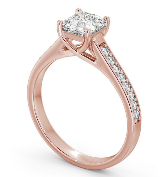 Asscher Diamond Trellis Design Engagement Ring 18K Rose Gold Solitaire with Channel Set Side Stones ENAS15S_RG_THUMB1