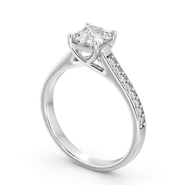 Asscher Diamond Engagement Ring 9K White Gold Solitaire With Side Stones - Danby ENAS15S_WG_SIDE