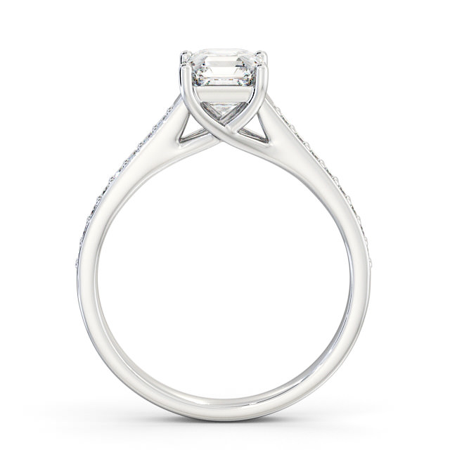 Asscher Diamond Engagement Ring Palladium Solitaire With Side Stones - Danby ENAS15S_WG_UP